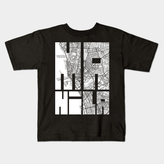 Manila, Philippines City Map Typography - Light Kids T-Shirt by deMAP Studio